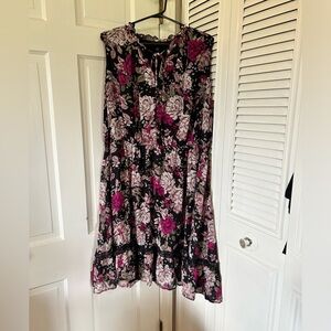 Black and pink flower dress